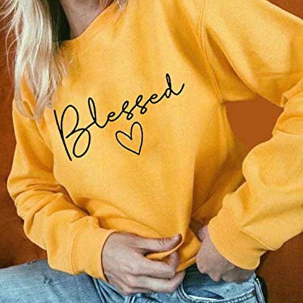 Blessed Pullover Crewneck Sweatshirt Cozy Sweater Quote Long Sleeve